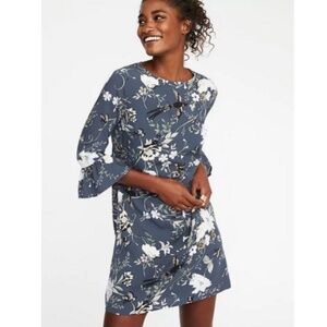 Old Navy Bell Sleeve Swing Dress Floral Birds Butterflies Size Large
